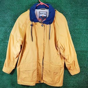 PACIFIC TRAIL Mens Large Windbreaker Hooded Jacket Full Zip Yellow Blue